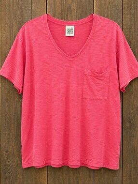 #1779 Jaded Gypsy Moon Dance V-Neck Tee - Watermelon